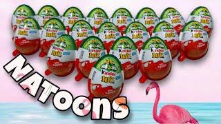 Relaxing ASMR Opening of 20 Newest Kinder Joy NATOONS - I Found the Flamingo! 