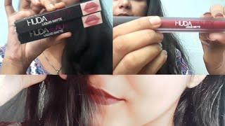 Huda lipstick in 100/-!!  Fake Huda beauty liquid matte lipstick review.