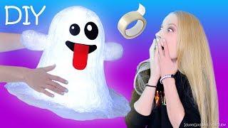 DIY Giant Ghost Emoji Out Of Clear Tape – How To Make Clear Tape Ghost Nightlight