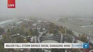 Wind and rain move in after early morning snow in Spokane, Inland Northwest