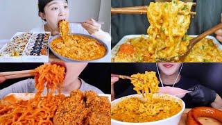 ASMR Best *Creamy Spicy Noodles* Mukbang (No Talking) Eating Compilation