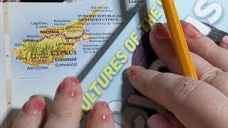 ASMR ~ Cyprus History & Geography ~ Soft Spoken Map Pointing Page Turning