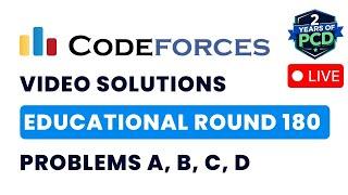 Educational Codeforces Round 180  | Video Solutions - A to D | by Vibhaas | TLE Eliminators