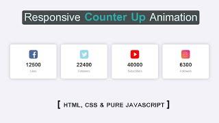 Responsive Counter Up Animation With HTML,CSS & JavaScript | How To Create Counters