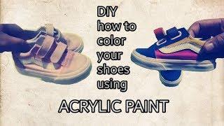 DIY how to color your shoes using ACRYLIC PAINT