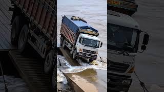 Truck Slips Into the Sea While Crossing From Ship to Dock!