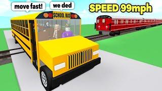 I Drive A Full School Bus Onto Train Tracks on Roblox