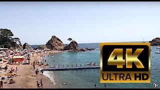 4K Walking Tour Beach | Costa Brava, Tossa de Mar, Mediterranean Beach