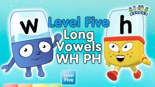 #BacktoSchool - Alphablocks Level Five | Long Vowels - WH PH | Learn How to Read