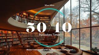 Pomodoro Timer 50/10 - Library Ambience | for Study, Working, Deep Focus,  | Study Timer, 뽀모도로 50/10