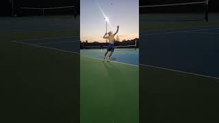 Serve motion mechanics Milen Rangelov, no t-shirt, diagonal camera angle!!