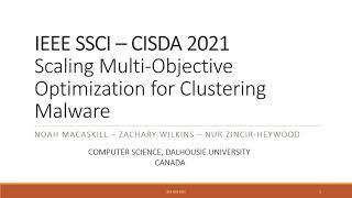 IEEE SSCI 2021: Scaling Multi-Objective Optimization for Clustering Malware