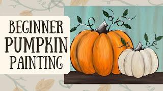 Beginner Pumpkin Painting Tutorial | Step by Step Easy Acrylic Painting on Canvas