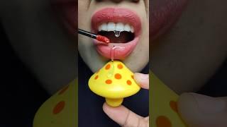 ASMR Magic Vegan Lip Gloss with Yellow Mushroom into Candy! #short #shorts 1011