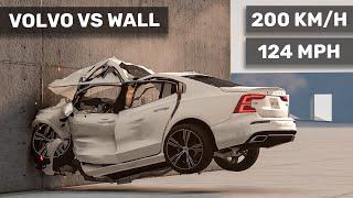 Volvo S60 crashes to the WALL  200 km/h | Realistic Crash Test