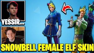 Streamers React To Snowbell Skin In Fortnite Item Shop Today | Female Elf Snowbell Skin In Fortnite