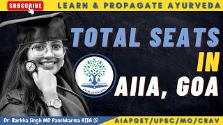 Goa AIIA seat allocation | AIIA Goa PG seats | aiia goa ug 2022 | all india institute of ayurveda