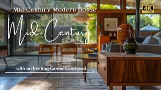 Designing a Sophisticated Mid-Century Modern House with an Inviting Center Courtyard for Relaxation