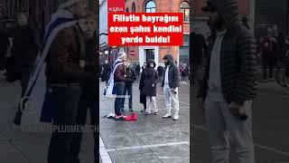 Filistin bayrağını ezen İsrailli kendini bir anda yerde buluyor! #shorts #filistin #keşfet #israil