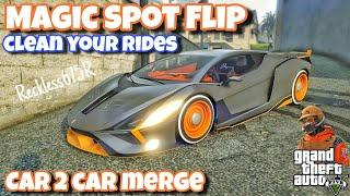 Magic Spot Flip GTA5 Tutorial Car to Car Merge Glitch  Clean Modded GTA Cars Benny's F1s Merging