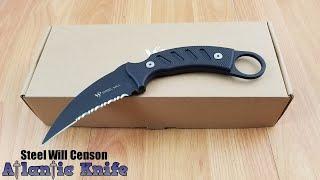 STEEL WILL CENSOR 1362S FIXED KARAMBIT BLADE BLACK HANDLE KNIFE + SHEATH 1362S