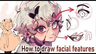 How I draw facial features|| Eyes, nose and mouth Tutorial