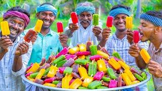 KUCHI ICE | FRUIT POPSICLES | Healthy Homemade Colorful Popsicle Making in Village | Stick Ice Cream