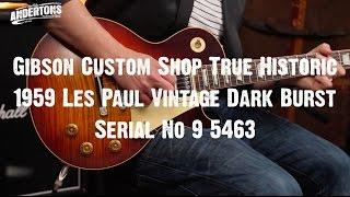 Top Shelf Guitars - Gibson True Historic 1959 Les Paul Vintage Dark Burst Serial No 9 5463