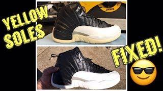 Yellow Soles on Jordan 12 Playoffs - Fixed OMG! - ICY WHITE!