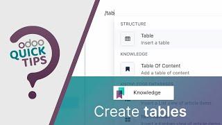 Odoo Quick Tips - Create tables [Knowledge]