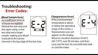 Codefree Blood Glucose monitor error codes E-1 || E-2 || E-4 || E-5 || EEE || HI || Lo