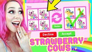 Trading Only NEW STRAWBERRY COWS in Adopt Me! Roblox Adopt Me Pet Trading