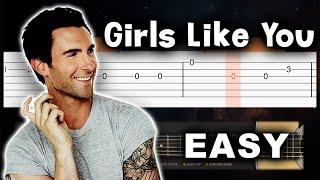 Maroon 5 - Girls Like You - EASY Guitar tutorial (TABS AND CHORDS)