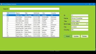 C# Form Application - Insert Delete Update and Search in MS Access Database with Sample DB File