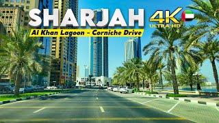 UAE 4K Scenic Drive | Sharjah Lagoon & Corniche Beach Road  | Al Khan & Mamzar Tour | ٱلشَّارقَة