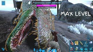 Ark Mobile Max Lvl Giganotosaurus Taming | Base Tour | Tranquilizer Dart | Hardcore-Brutal (Ep - 32)