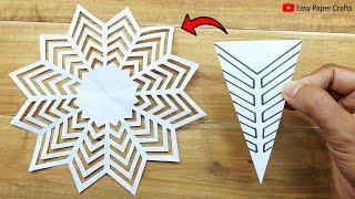 Paper Cutting Design ️ How to Make Paper Snowflake For Christmas Decorations  Easy Paper Crafts