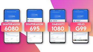 Dimensity 6080 Vs Snapdragon 695 Vs Dimensity 1080 Vs Helio G99 | Antutu Benchmark & Specification