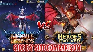 Mobile Legends vs Heroes Evolve side by side comparison