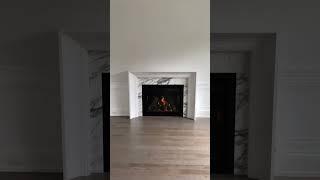 Luxury Home Interior with Kozy Heat Carlton 46 Gas Fireplace - Stone Marble Mantel Surround