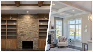 75 Craftsman Coffered Ceiling Living Room Design Ideas You'll Love 