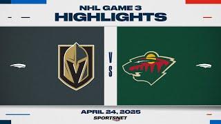 NHL Game 3 Highlights | Golden Knights vs. Wild - April 24, 2025