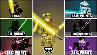 EVERY Saber in Saber Showdown! (from CHEAPEST to MOST EXPENSIVE!) - Roblox