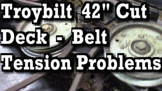 Troybilt Bronco/Pony 42" Belt Tension Problems, Blade Brake Linkage, Spring Adjustment 96/96.5 Belts