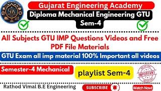 Sem4 Mechanical Diploma All Subjects GTU IMP QuestionsFree PDF Study MaterialsImportantPlaylist#gtu