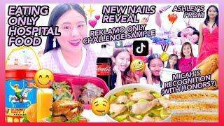 EATING ONLY HOSPITAL FOOD PT 2: Bakit na-confine si Dos?, NEW NAILS, & REKLAMO ONLY CHALLENGE SAMPLE