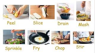 Kitchen and Cooking Verbs Vocabulary.