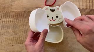 Maneki cat white bento box