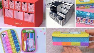 How to make an organizer with drawers // 4 diy cardboard pencil case //waste recycling