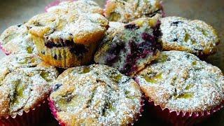 КЕКСЫ с черникой за считанные  минуты / Летние кексы к чаю / blueberry muffins